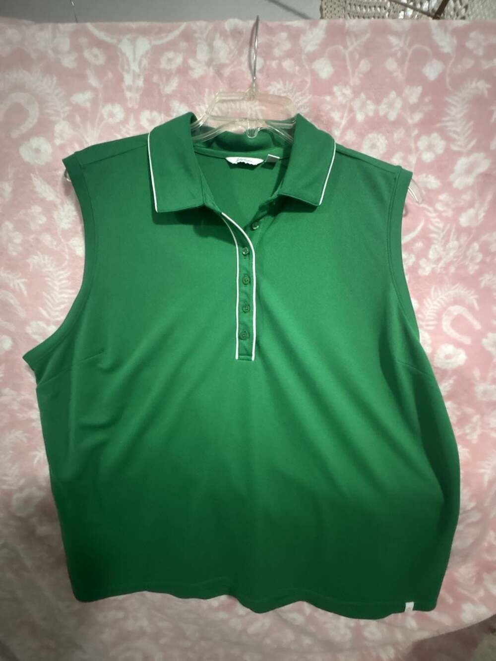 Lady Hagen Women's Piped Sleeveless Golf Polo Top Green Size XXL